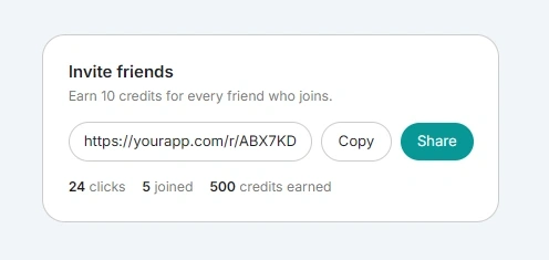 End-user component — Invite friends card